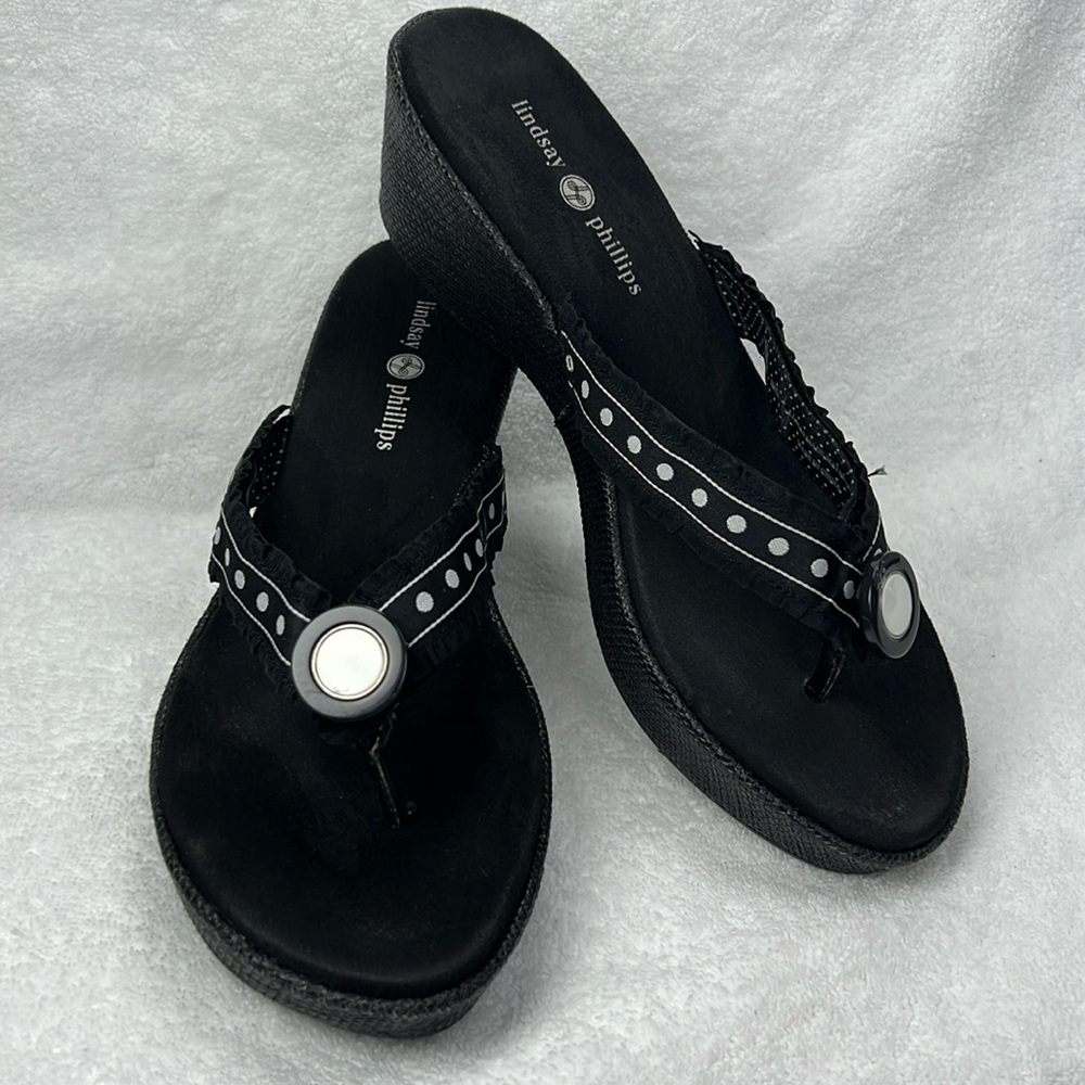 Lindsay Phillips Black and White Sandals